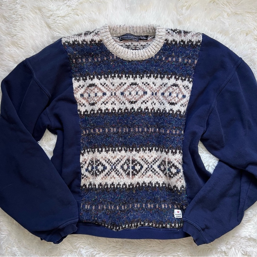 Vintage Upcycled Peter England Knit Sweater with Modern Sleeves